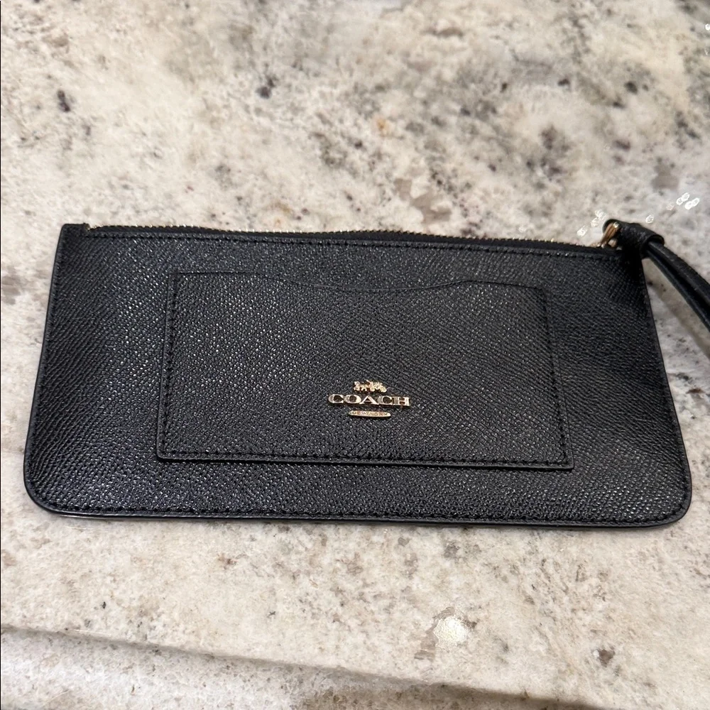 Coach Sleek Black Leather Wristlet - Picture 1 of 5
